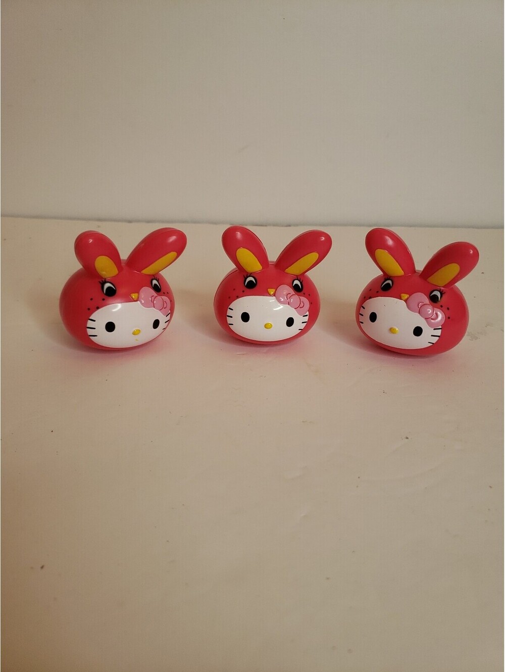 Hello Kitty Sanrio Pink Easter Bunny Rabbit Eggs x3 Circa 2014